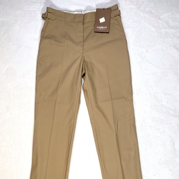 BURBERRY Ladies Tailored Tapered Wool Trousers In Honey - Picture 1 of 9